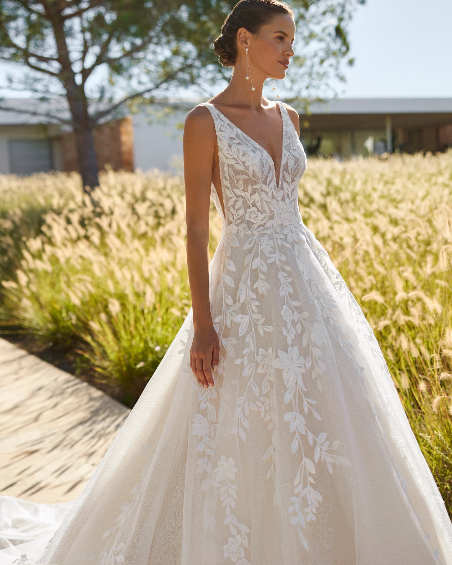 Vestido de novia de línea A en el atelier Ana Lay, Sevilla